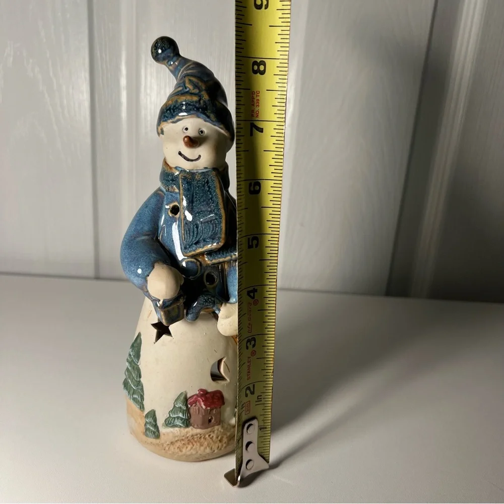 Precious Snowman Votive Candle Holder Blue Hat‎